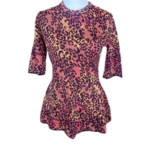 M Missoni Leopard Print Peplum Top